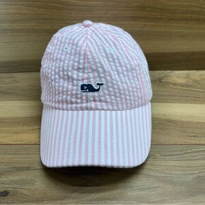 Vineyard Vines Pink & White Striped Whale Cap